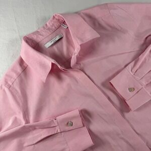 Foxcroft Women's Size 14 Pink Cici Non-Iron L/S Pinpoint Pockets Button Up Tunic